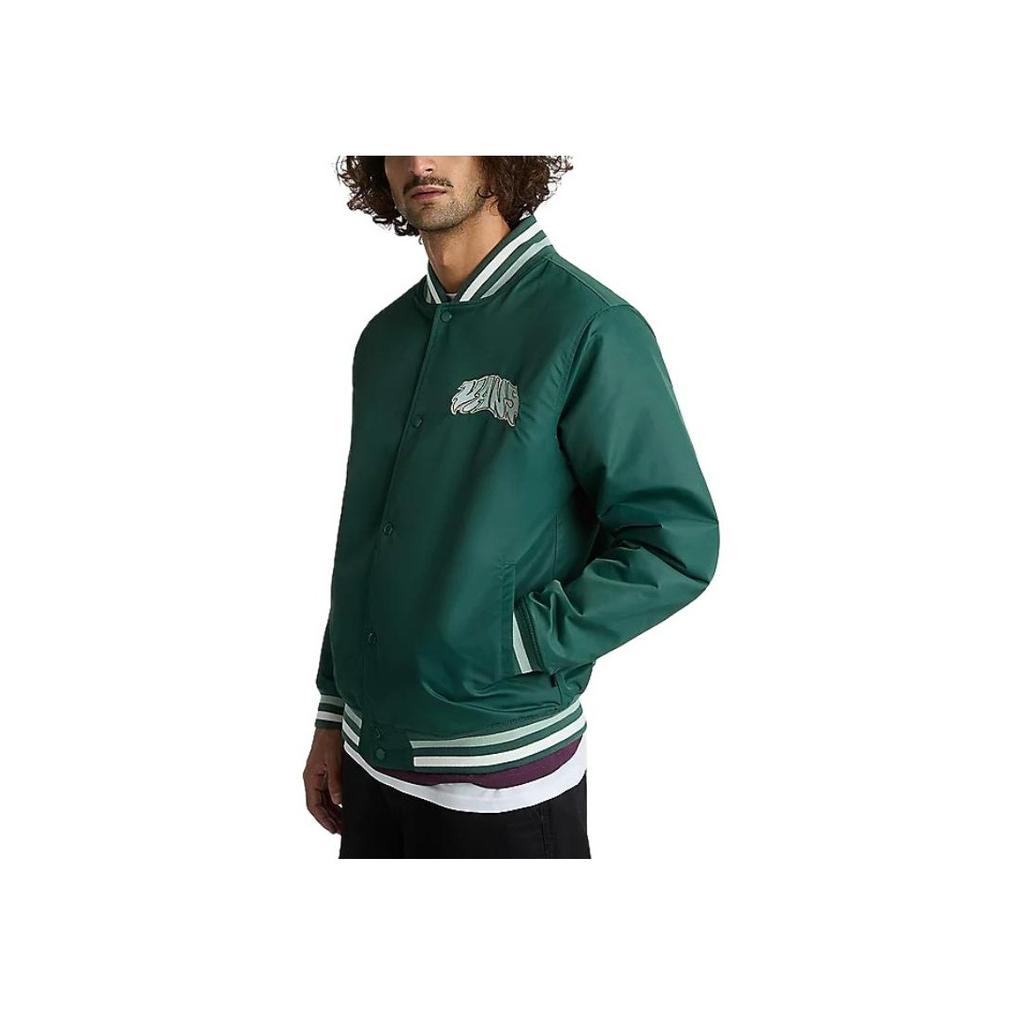 Vans Dunton Logo Print Baseball Collar Long Sleeve Jacket Men Jackets Green VN000G81BDX