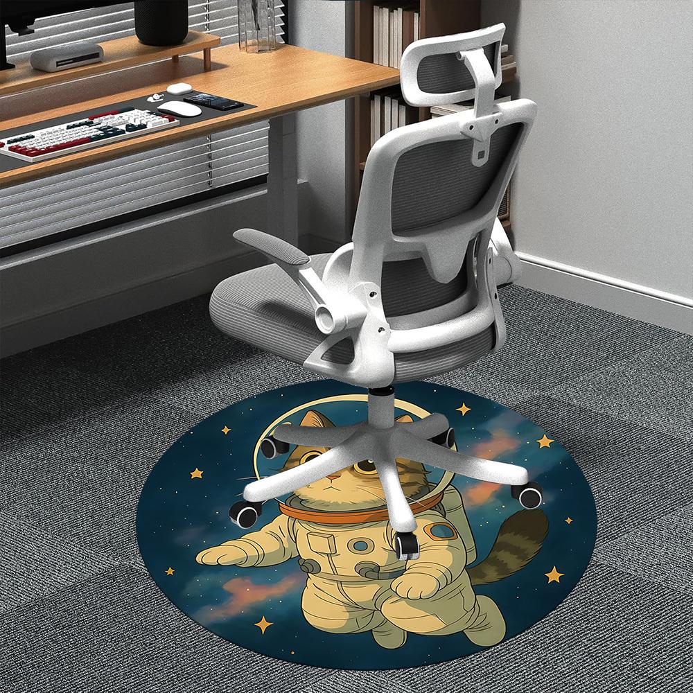 1PC SpaceKitty Office Round Area Rug,  Mat Suitable ForOffice, Under Office Chairs Bedroom Living Room Home Decor, Room Deco