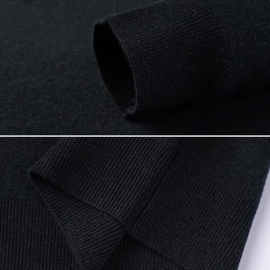 Suéter de otoño e invierno para hombre, cuello en V, tejido de color sólido, elástico, largo medio, estilo formal de negocios