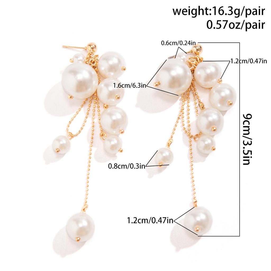 Niche Design Faux Pearl Tassel Temperament Earrings French Elegant Romantic Long Earrings Party Daily Commuting Women's Jewelry