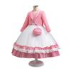 Girls Two Pieces Long Sleeve Color Block Princess Long Formal Dress For Performance Hosting