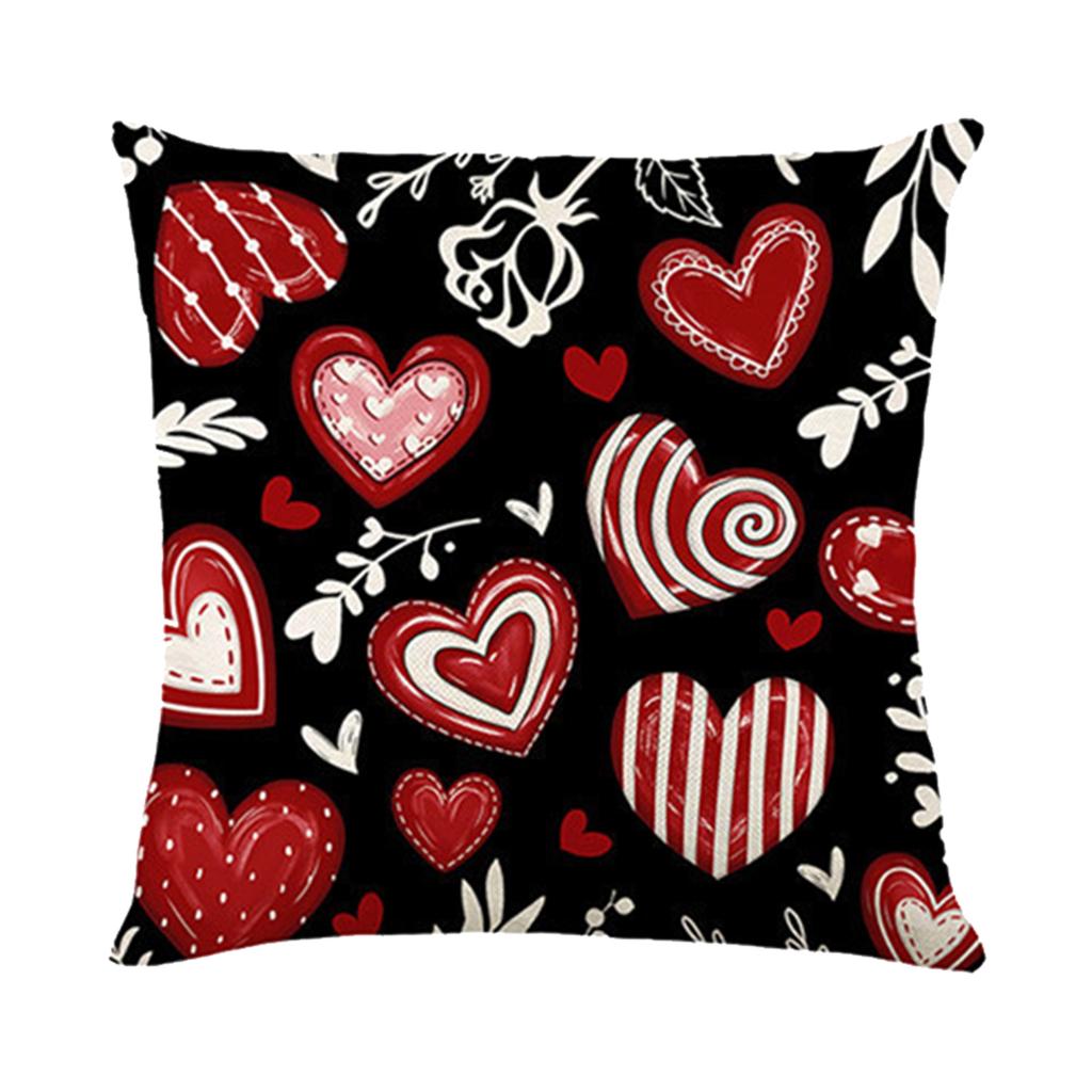 Valentinstag Dekor Kissenbezüge 4er-Pack, Kissenbezüge mit Liebesherz-Aufdruck für Sofa/Bett, Rote Schwarze Kissenbezüge für Heimdekoration