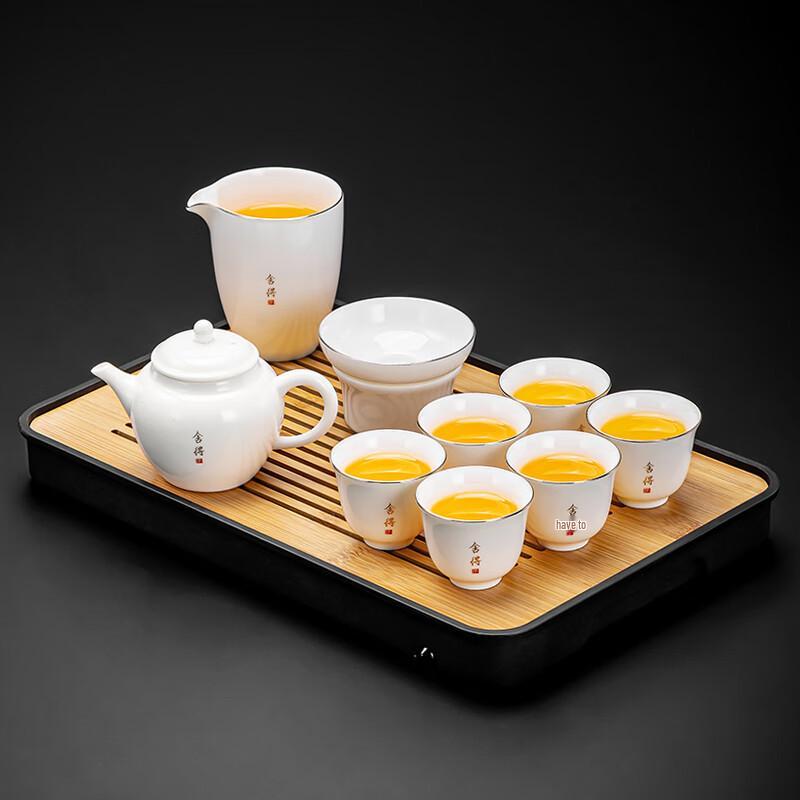 Laino Mutton-Fat Jade Porcelain Dragon Teaset (9-piece)