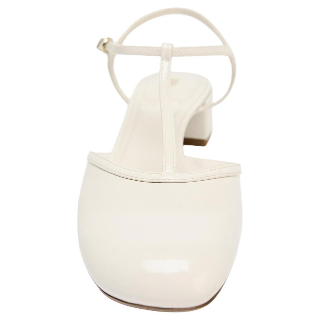 Zara Elegant Patent Leather Effect Open-Back Chunky Heels 4cm Women Heels White 2253510001