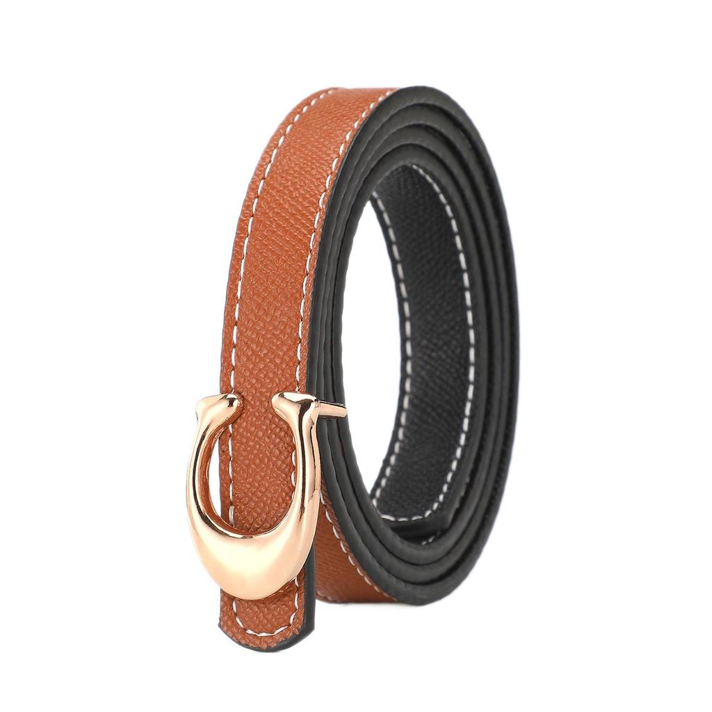 2025 Women's Fashion Alloy Buckle Thin Leather Belt for Jeans & Dresses
