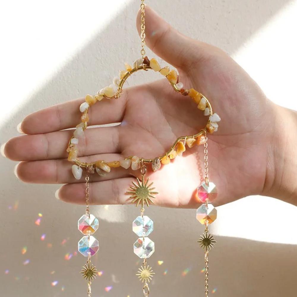 Natural  Crystal Sun Catchers Home Decor Cloud Crystal Wind Chimes Room Outdoor Garden Hanging Decorations Home Decor Items Gift