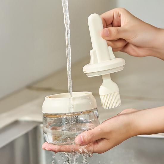 Oil Bottle with Built-In Silicone Brush Leak-Proof Glass Basting Tool for Grilling