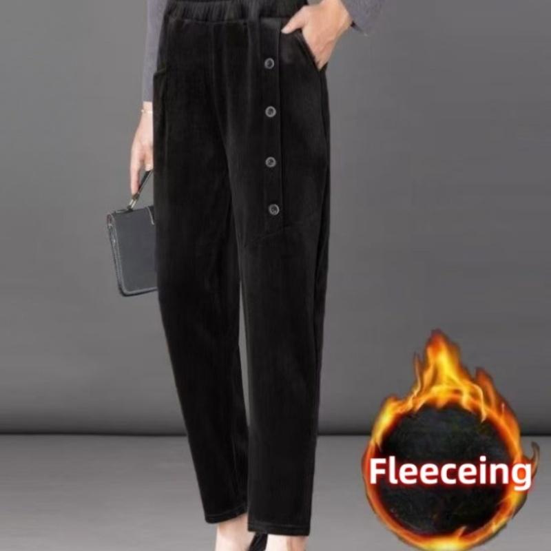 

Women s Casual Winter Thin & Thick Fleece Harem Pants Office Lady Solid Elegant Trousers Slim Women s Pants Retro Vintage Casual Pants XXXXXL чорний