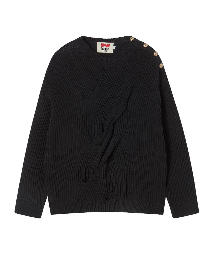 BEYOND CLOSET [Collection Line] Signature Cable Cotton Knit Black