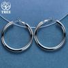 925 Sterling Silver 50mm Round Smooth Big Circle Hoop Earrings Jewelry