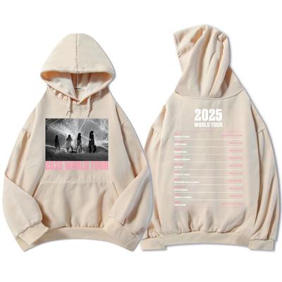 Banda de Garotas Coreanas Moletons Preto e Rosa Manga Longa Moda Gráfico Moletons Outono Quente Masculino Feminino Sudaderas Kpop Tops