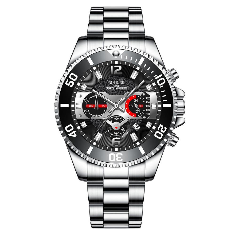 Stainless Steel Watch Men's Quartz Watch Green Water Ghost Watch Men's Calendar Watch Men's Steel Strap Watch Student Watch