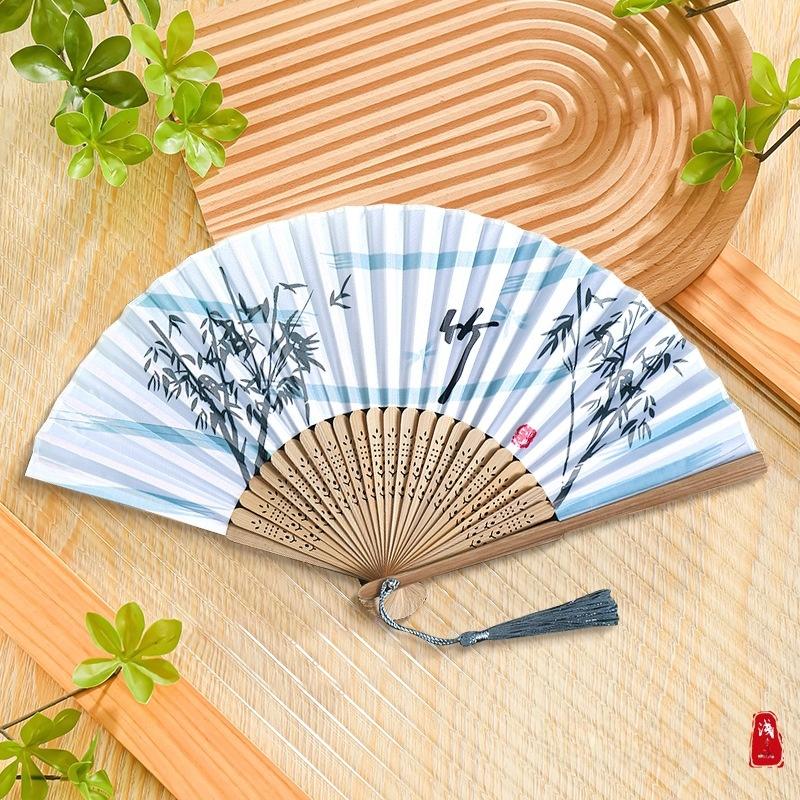 Traditional Chinese Sle Hand Fan Women's Qipao Dance Fan Portable Summer Small Foldable Fan Silk Material Bamboo Frame
