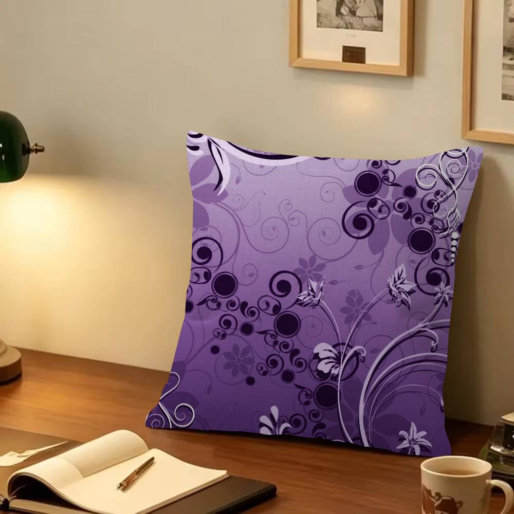 ART Purple Geometric Maple Design Cushion Cover Happy Autumn Harvest decor Holiday Decorati Pillow Cover