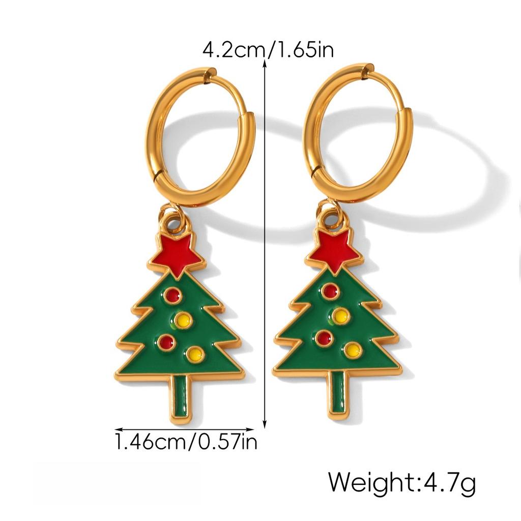 Yori Hot Style Stainless Steel Christmas Earrings 2025 Women Stainless Steel Trendy Golden PVD Waterproof Jewelry Gift