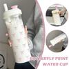 500/700ML Pink Bow Straw Water Bottle With Lid Cute Coffee Bubble Milk Tea Plastic Cup For Outdoor School Drinking Water Bottles
