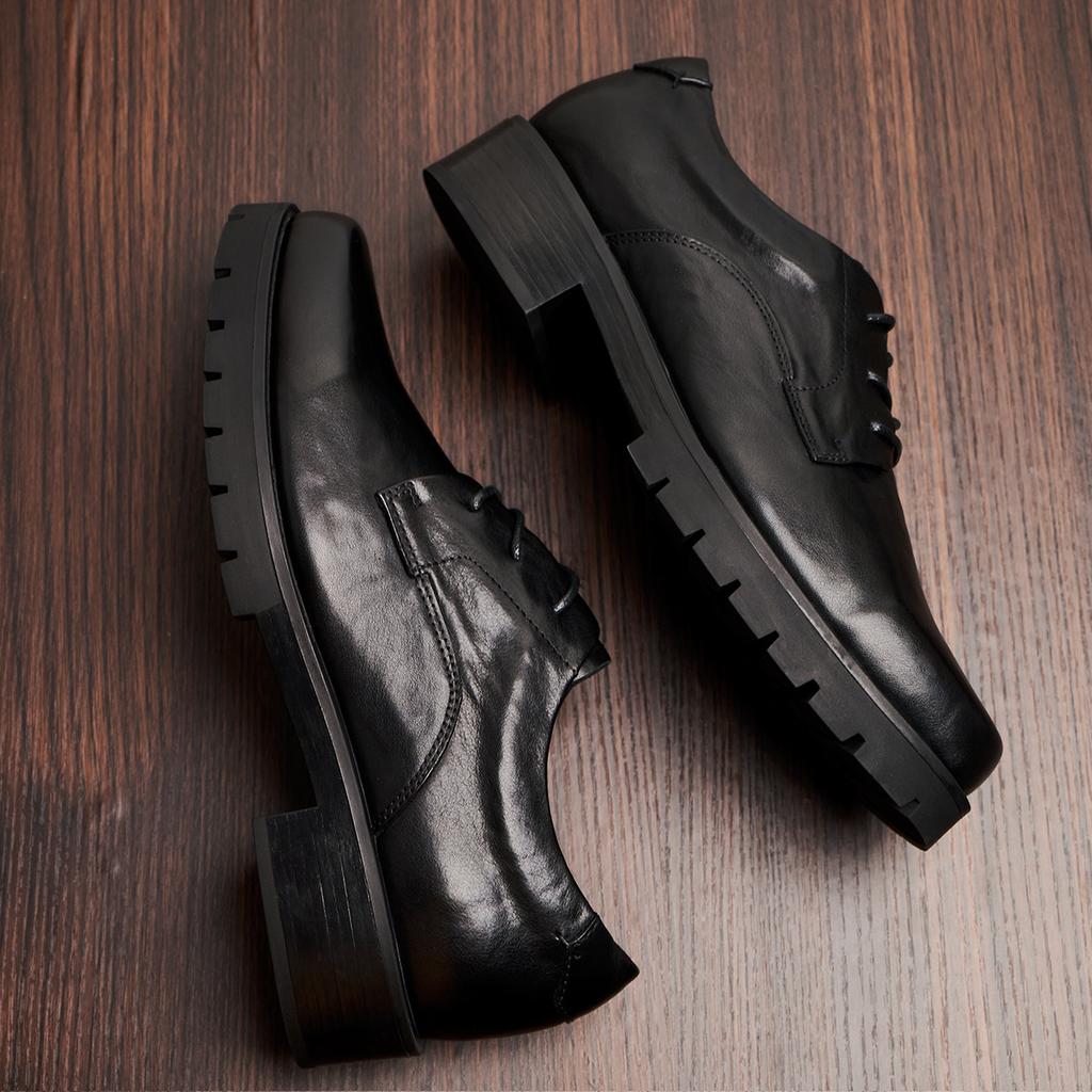 Bowei Men'S Business Leather Shoes Fashion Casual Soft Sole Sleeve Men'S Shoes Leather Comfortable Dress Shoes