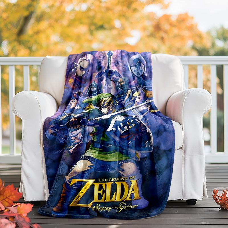 1pc Game Zelda Theme Blanket - Digital Print, Polyester, Cozy for All Seasons, Perfect for Outdoor, and Travel