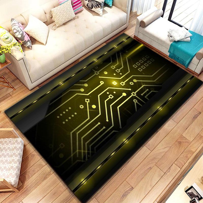 3D Chip Circuit Board Area Rug,Carpet Rug for Home Living Room Bedroom Sofa Play Room Doormat Decor, floor mats  coffee tables