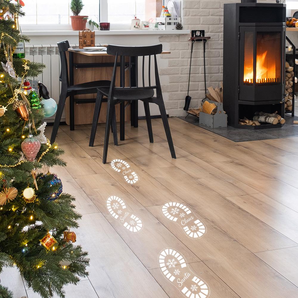 Christmas Snow Footprints in The Bedroom, Living Room, Entrance Hall, Festive Atmosphere Decorations, Stickers