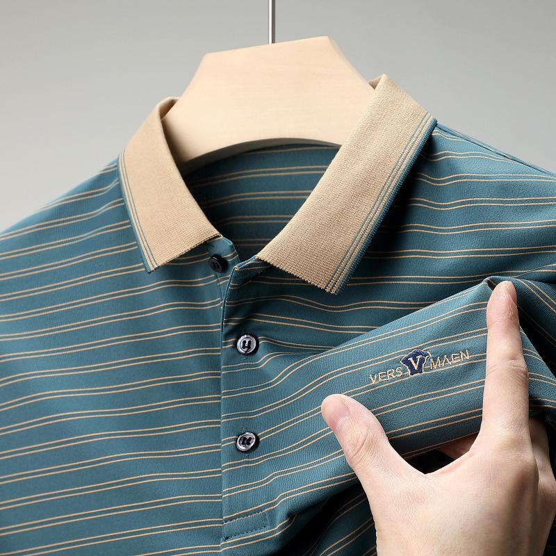 Medium T-Shirt Men'S High Elastic Non-Pilling Loose Short-Sleeved Non-Ironing Slim-Fitting Lapel Polo Shirt Casual