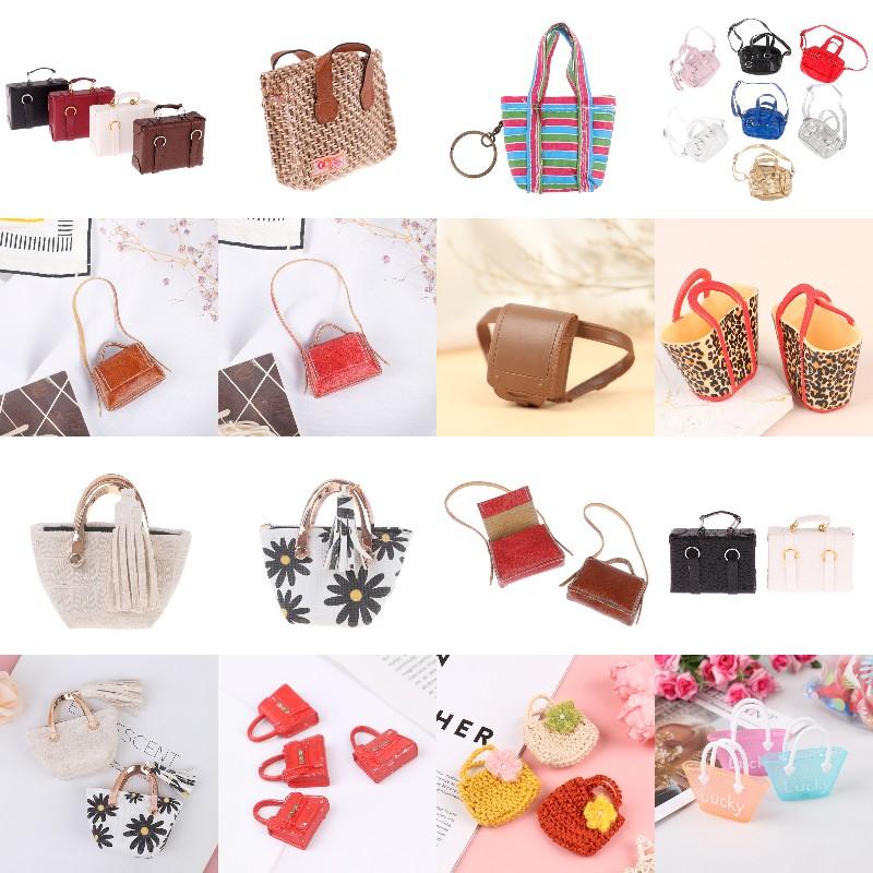 Durable Fashion 1/6 1/12 Dollhouse Miniature Leather Suitcase Mini Bag Backpack Doll Luggage Box Handbag Shoulder Bag Leather Bag Purses