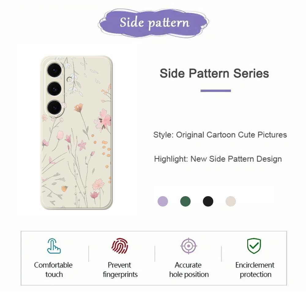 For Samsung Galaxy S25 FE Case Flower Pattern Printing Straight Edge TPU Phone Back Cover