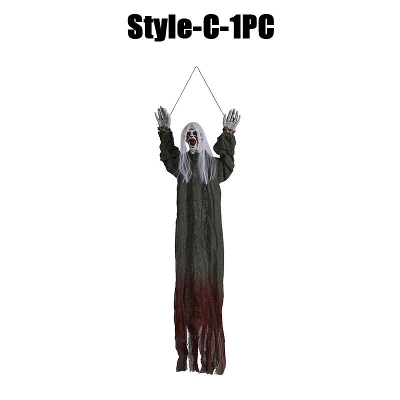 1-4PCS Halloween Hanging Ghost Decoration Long Hair Ghost Fear Party Haunted House Secret Room Atmosphere Decoration Props
