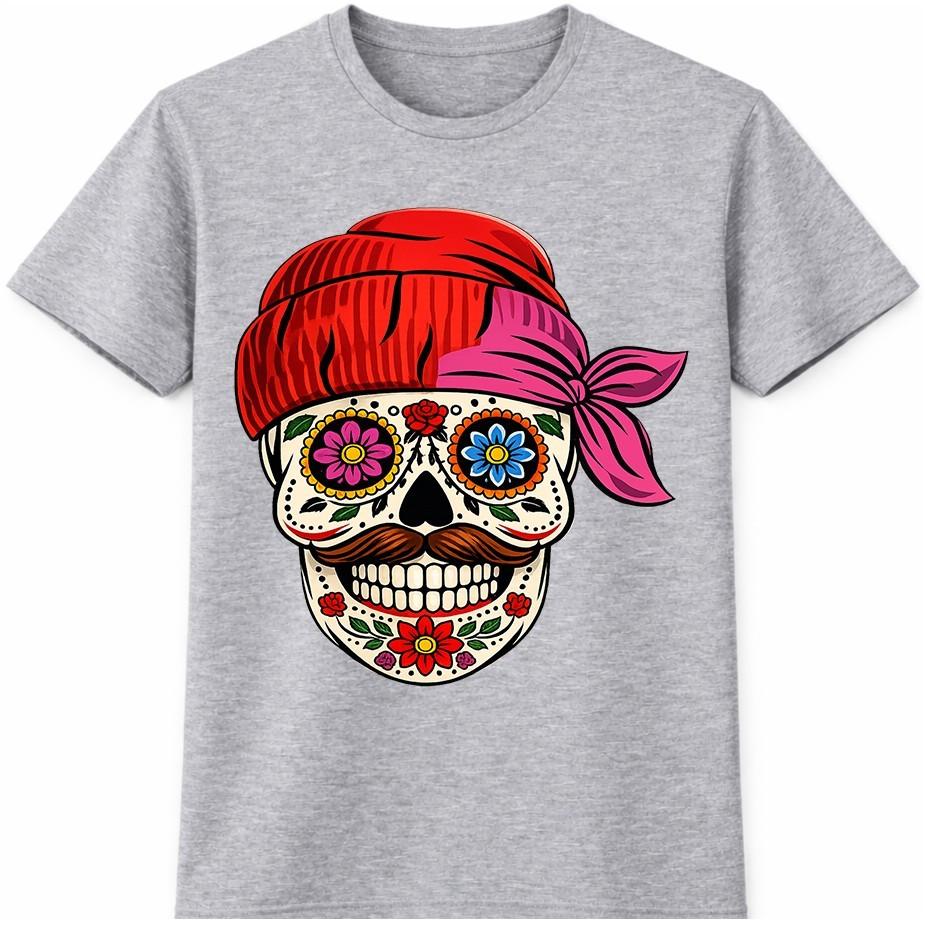 Sugar Skull T-Shirt Day Of The Dead Dia De Los Muertos Gothic Floral Gift Tee