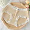 Female Summer Pure Cotton Antibacterial Crotch No Mark Comfortable Middle Waist Triangle Briefs
