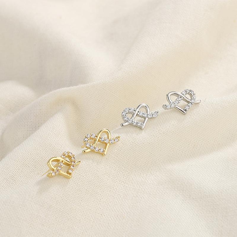 S925 Silber Diamant Ohrstecker für Damen Minimalistisch Herzförmig Elegant Nische Leichter Luxus Temperament Schmuck