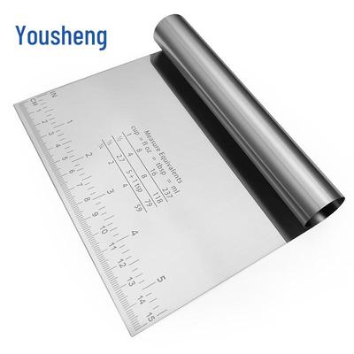 Stainless Steel Beveled Dough & Cake Scraper Spatula with Scale