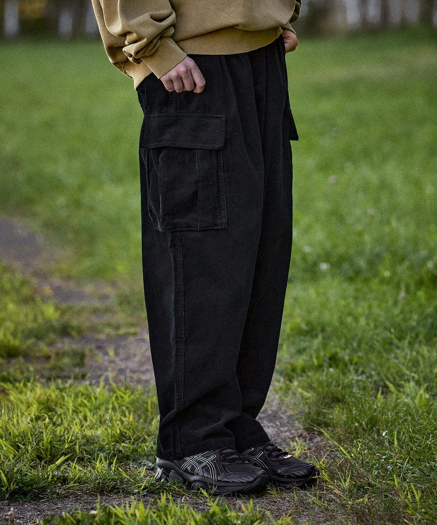 Peullukeu Corduroy Cargo Pants Black Fpt115