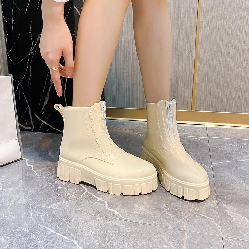 Fashion Fashionable versatile new rain boots women short shoes waterproof anti slip thick sole height increasing women rain boots