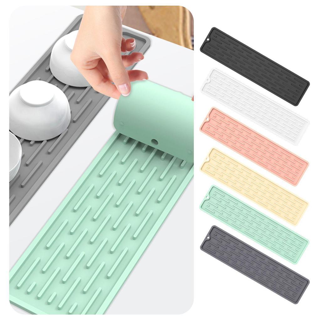 Popular Non-Slip Silicone Kitchen Mat: Narrow-Edge Drain Mat, Countertop Protector, Chopping Board, Bar Mat, and Pot Lid Rest