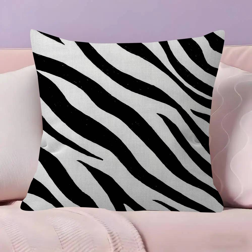 Abstract Line Black And White Zebra Cushion Cover Car Throw Pillow Case For Sofa Car Christmas Gift