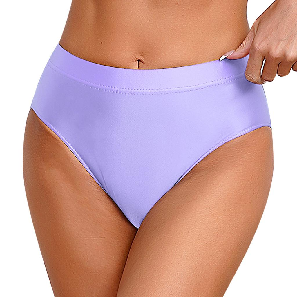 Womens Shiny Solid Color Briefs High Stretch Elastic Waistband Underwear
