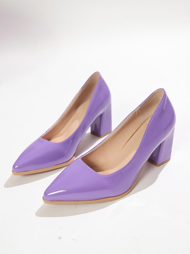 High heels winter new simple pointed single shoes thick heel shallow mouth large size banquet wedding shoes