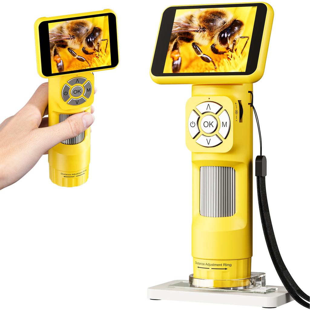 Handheld Digital Microscope 2.8 Inch IPS Screen Rechargeable Portable Digital Magnifying Glass with 8 LED Lights