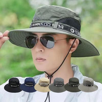 Wind-Proof Outdoor Hat In Summer Wide Brim Flat Top Men Camping Mountaineering Beach Breathable Fisherman Hat Uv-Proof Hat