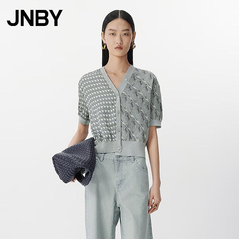 JNBY Women s Retro V-Neck Short Sleeve Knit Cardigan M