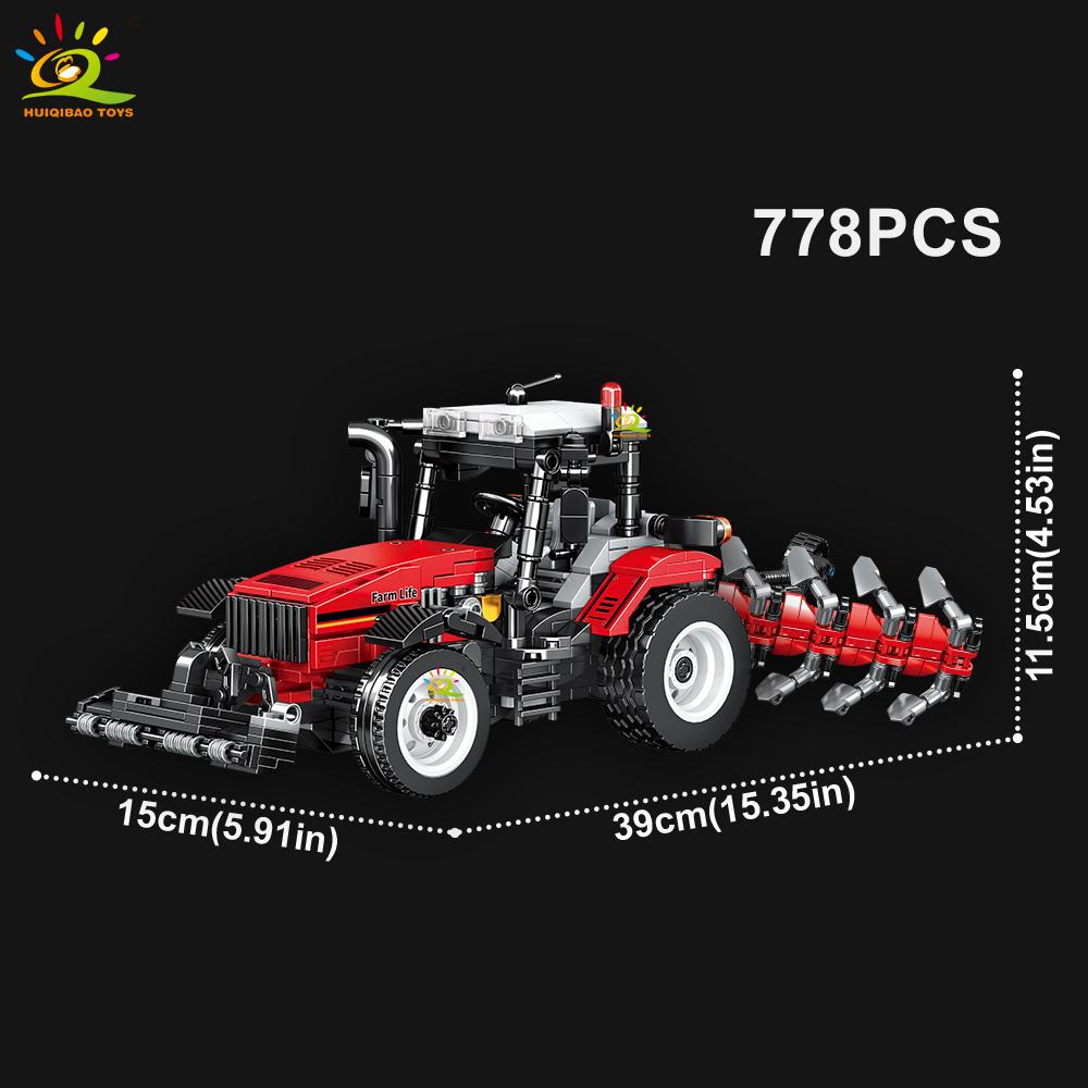 HUIQIBAO Model Camion Fermier Bloc de Construcție Tractor Cultivator Vehicul Combină MOC Cărămidă Mașină Jucărie de Construcție Oraș Pentru Copii