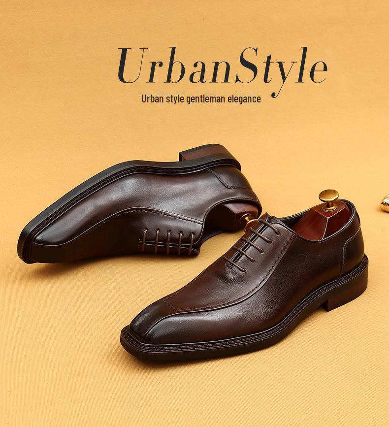 Men's On-the-Go Business Formal Leather Shoes: Soft Sole, Pointed Toe, British Retro Oxford Style.