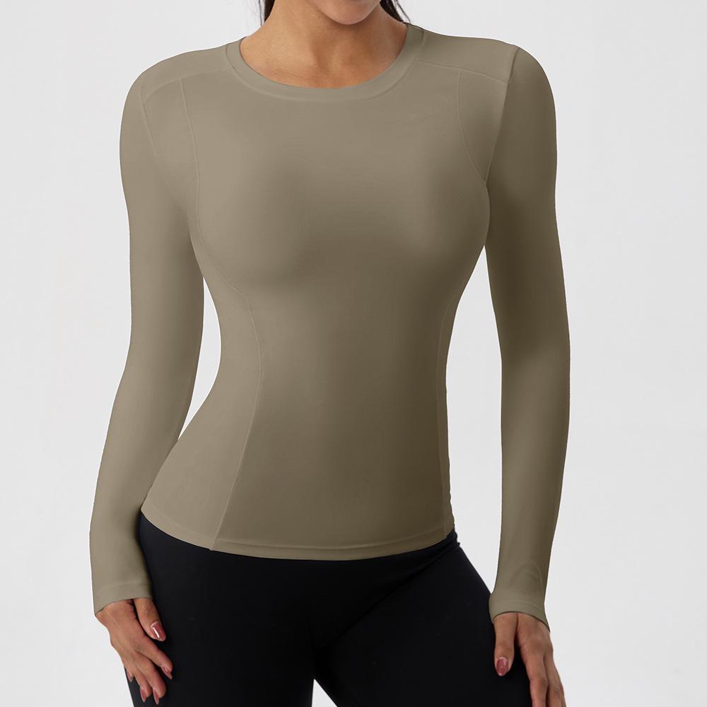 European & American Autumn/Winter Long Sleeve Yoga Top - High Elastic, Quick-Dry, Bare Feel, Round Neck Fitness T-Shirt