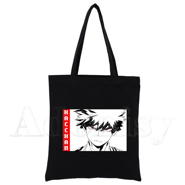Mha Boku No Hero Harajuku модные черные сумки для покупок парусиновая большая сумка многоразовая тканевая сумка для мам сумки на плечо 2426cm 646₽