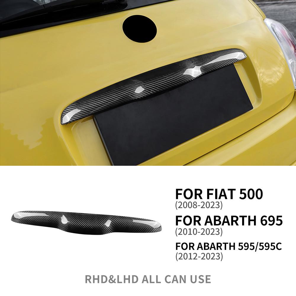 Real Hard Carbon Fiber Sticker For Fiat 500 08-23 Abarth 595 2012-2025 Abarth 695 2010-2025 Rear Trunk Lid Tailgate Handle Cover