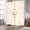 Zodiac Constellation Shower Curtain - Celestial Astrology With Crescent Moon, Galaxy & Tarot Aesthetic, Beige Mystical Design