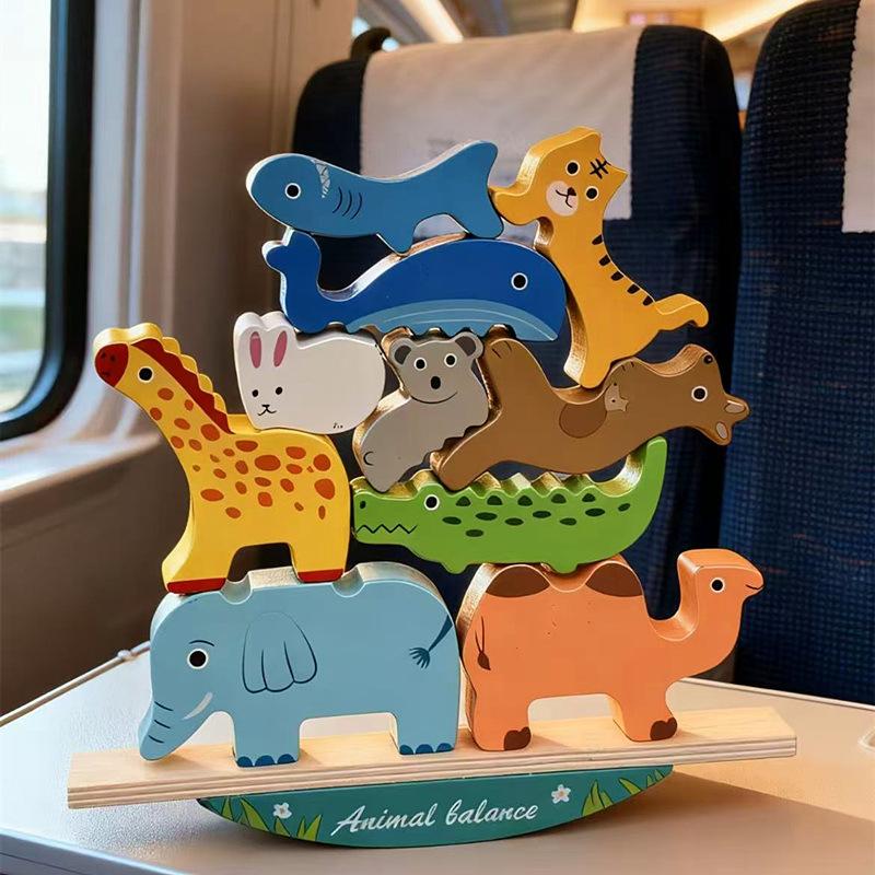 Animal Stack Music CE Wooden Balance Stack High Building Block Children's Early Education Educational Building Block Toy