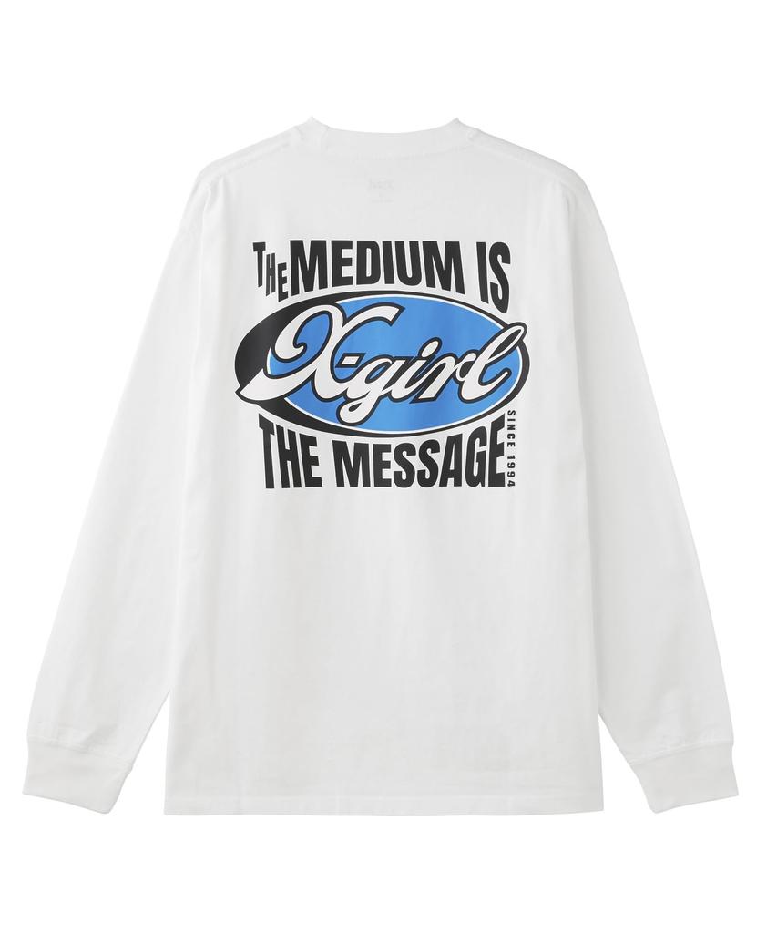 Casual Oval and Message Logo Long Sleeve White X-girl Tee, Women's,