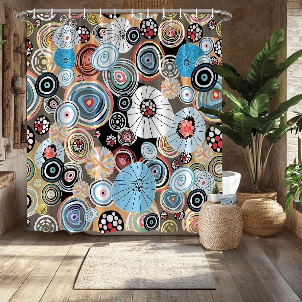 

Водонепроницаемая шторка для душа с ярким принтом в виде круглых узоров, Высококачественная шторка-перегородка для туалета с красочным абстрактным дизайном W90XH180cm